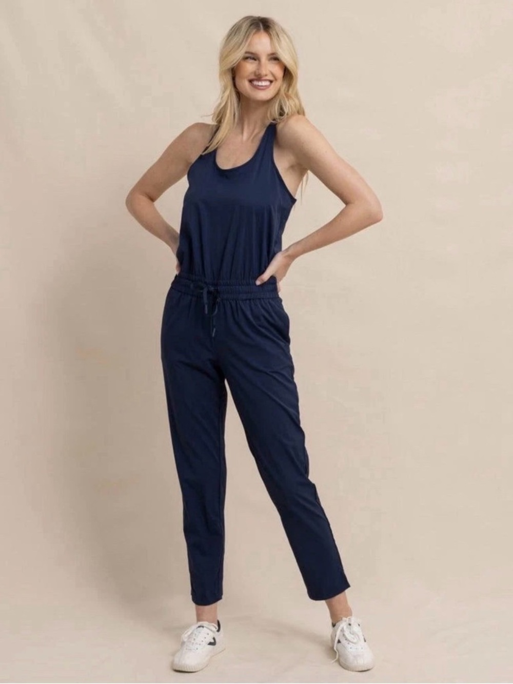 Southern Tide Navy Sleeveless Ankle Jumpsuit